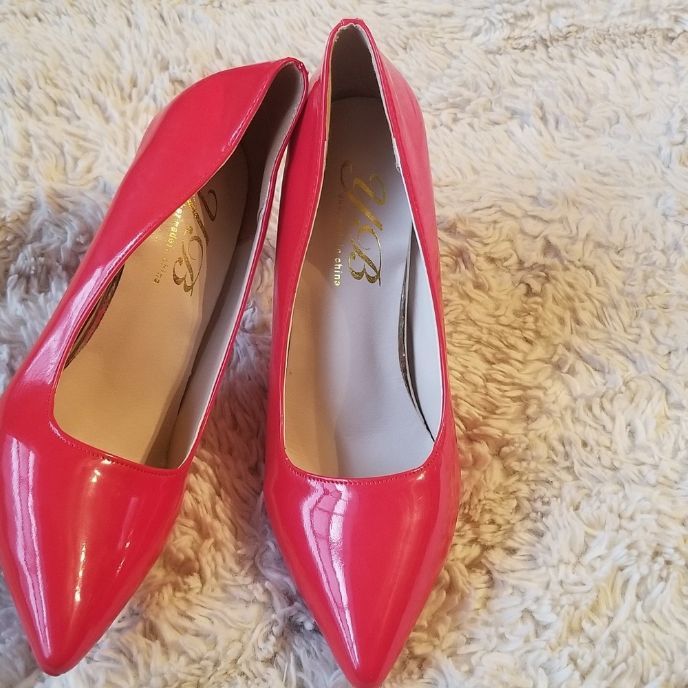 Red sexy office stiletto heels pumps